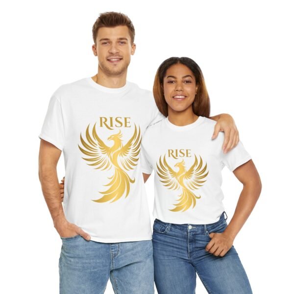 Phoenix Rise Unisex Heavy Cotton T-Shirt – Gold Phoenix Graphic Tee - Image 7