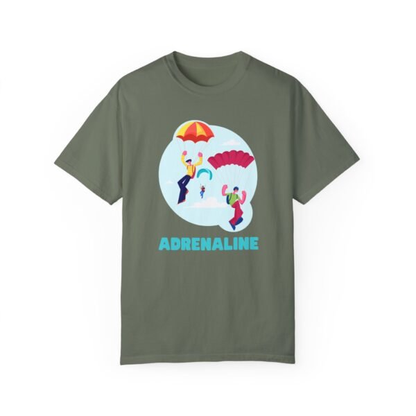 Unisex Garment-Dyed T-Shirt with Skydiver Graphic and "Adrenaline" Front Print – Bold & Comfortable - Image 17