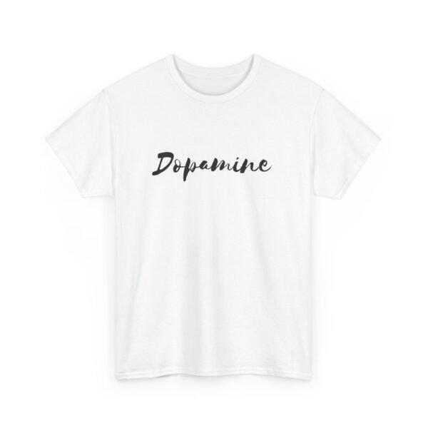 Unisex Heavy Cotton T-Shirt with Black Script "Dopamine" Print – Trendy & Durable