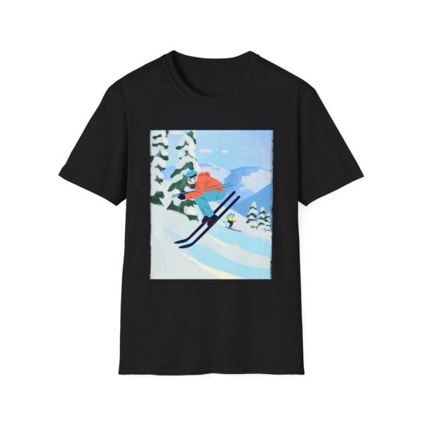 Unisex Soft-Style T-Shirt with Skiing in the Mountains Graphic – 100% Cotton, Comfortable & Durable - Image 7