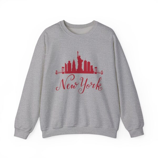 New York Unisex Crewneck Sweatshirt – Bold Red Graphic & Cozy Comfort - Image 9
