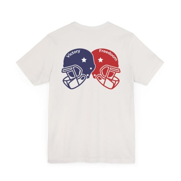 Unisex Jersey Short Sleeve Tee – Bold Dual Helmet Design | Victory & Freedom on the Back - Image 13