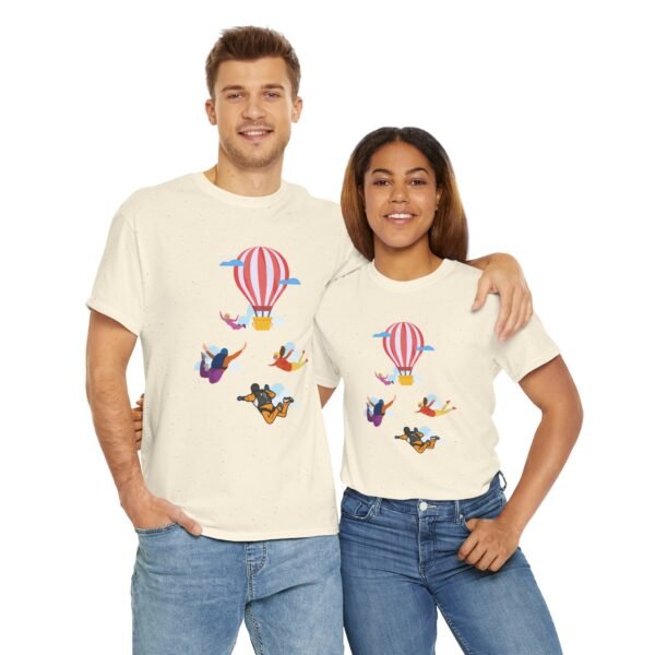 Unisex Heavy Cotton Tee – Skydiver & Hot Air Balloon Graphic | Bold Adventure-Inspired T-Shirt - Image 31