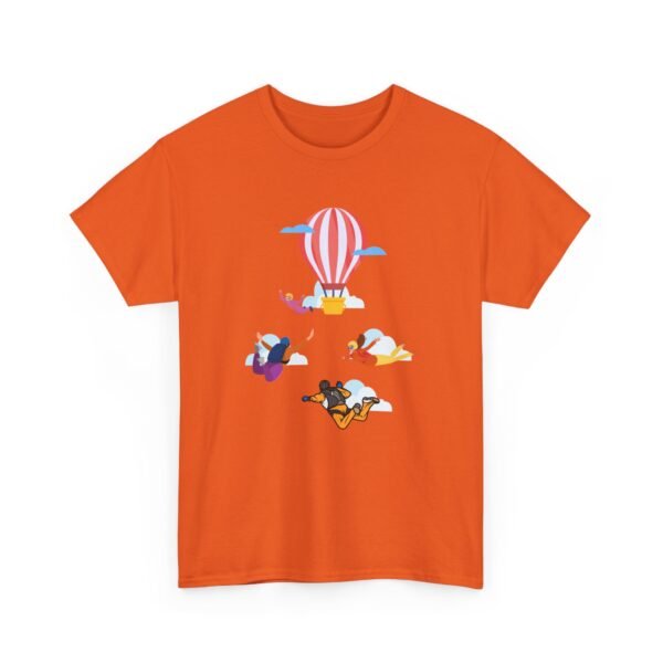 Unisex Heavy Cotton Tee – Skydiver & Hot Air Balloon Graphic | Bold Adventure-Inspired T-Shirt - Image 12