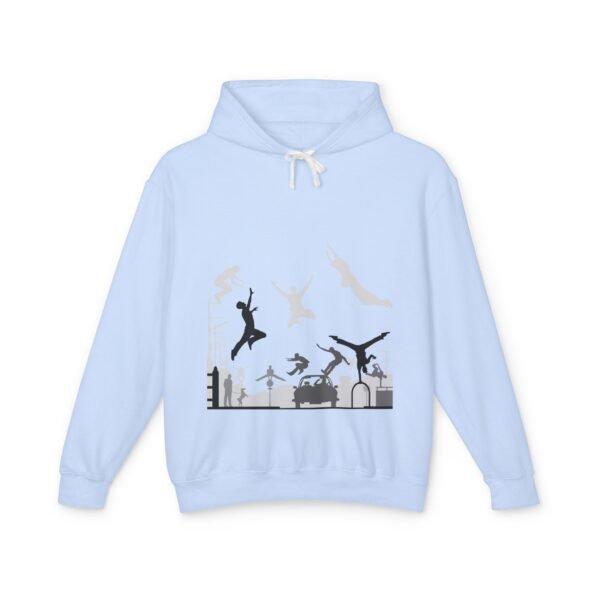 Unisex Lightweight Hooded Sweatshirt with Parkour Graphic Back Print – Extreme Sports & Urban Adventure Style - Image 9