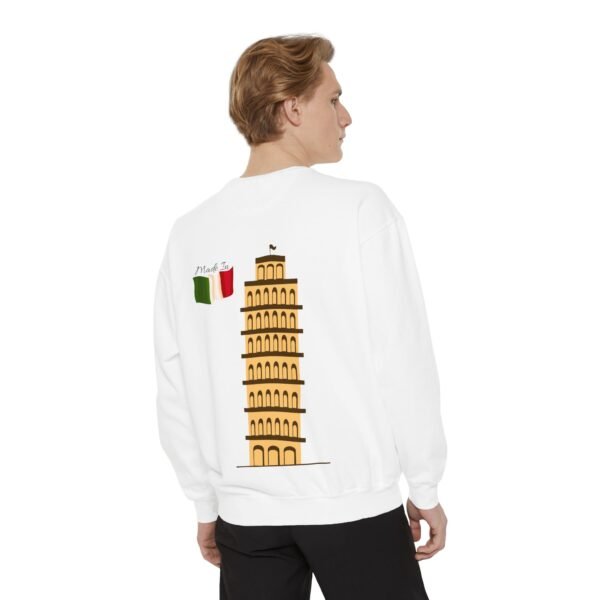 Unisex Garment-Dyed Sweatshirt with Pisa Tower & Italian Flag | Cozy & Stylish - Image 3