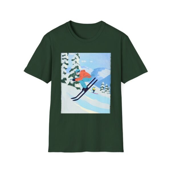 Unisex Soft-Style T-Shirt with Skiing in the Mountains Graphic – 100% Cotton, Comfortable & Durable - Image 15