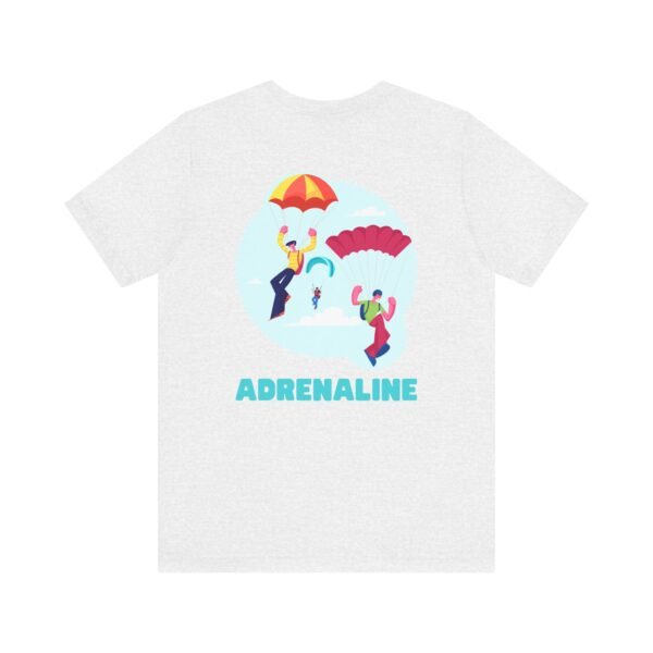 Unisex Jersey Short Sleeve Tee with Skydiver Graphic and "Adrenaline" Back Print – Stylish & Comfortable - Image 8