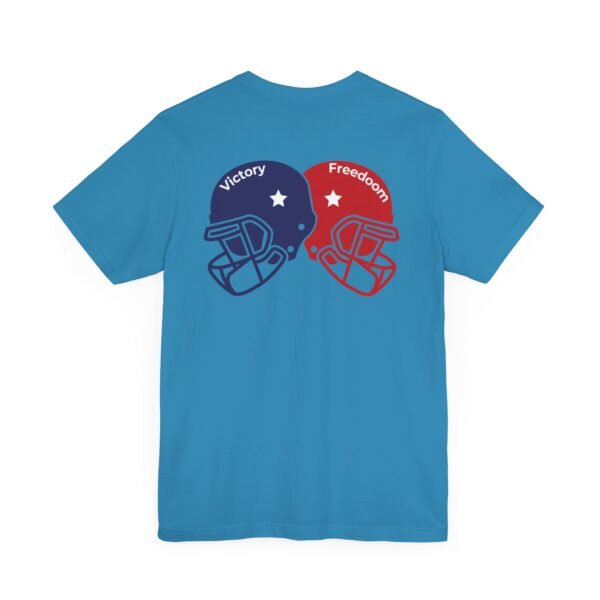 Unisex Jersey Short Sleeve Tee – Bold Dual Helmet Design | Victory & Freedom on the Back - Image 33