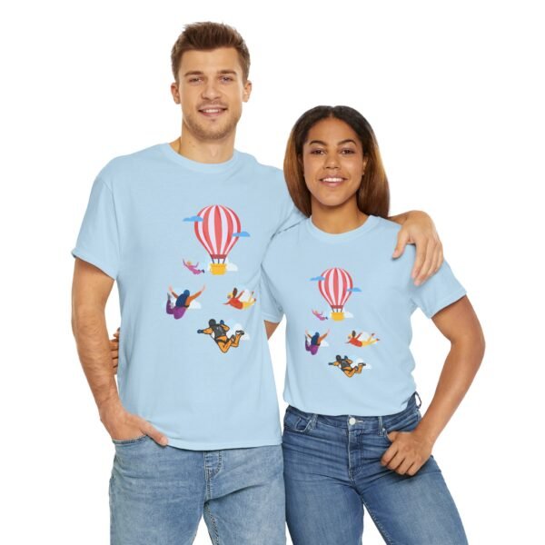 Unisex Heavy Cotton Tee – Skydiver & Hot Air Balloon Graphic | Bold Adventure-Inspired T-Shirt - Image 29