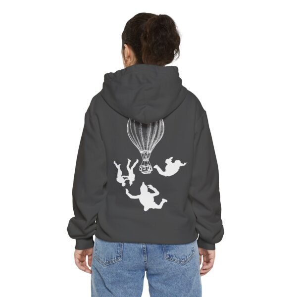 Unisex Garment-Dyed Hoodie with Skydiver Graphic Back Print – Extreme Sports & Adrenaline Style - Image 3