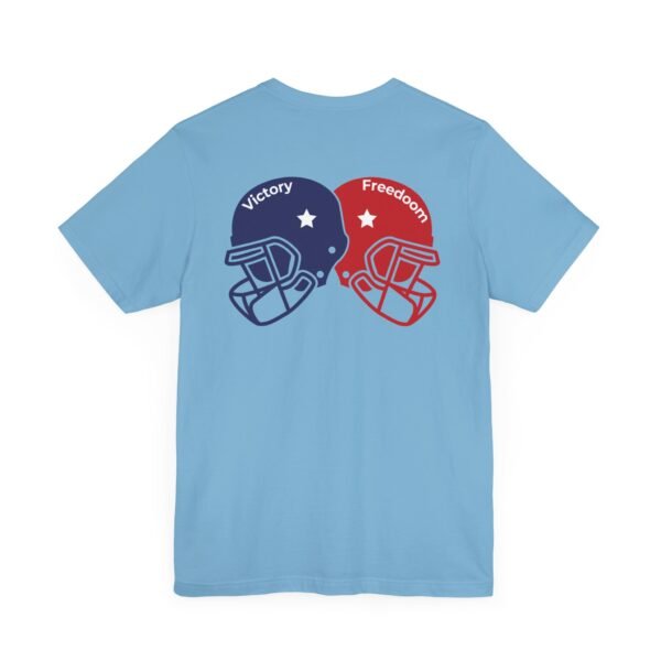 Unisex Jersey Short Sleeve Tee – Bold Dual Helmet Design | Victory & Freedom on the Back - Image 17