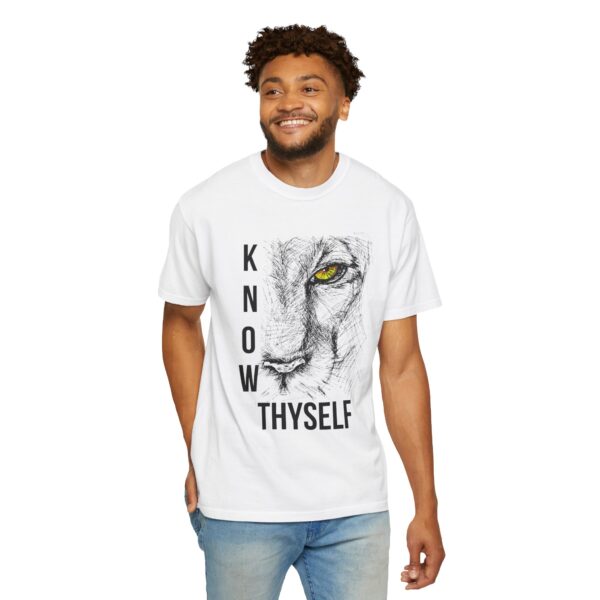 "Know Thyself" Lion Graphic T-Shirt – Comfort Colors 1717, 100% Cotton, Garment-Dyed, Relaxed Fit - Image 5