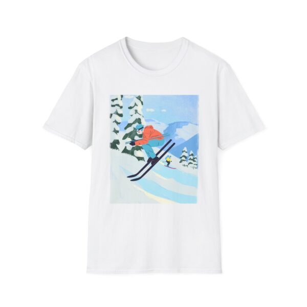 Unisex Soft-Style T-Shirt with Skiing in the Mountains Graphic – 100% Cotton, Comfortable & Durable - Image 5