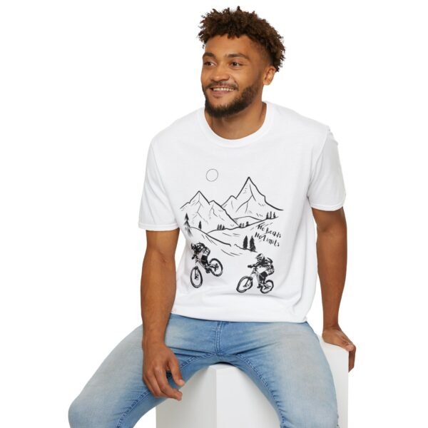 Mountain Biking Graphic Unisex Softstyle T-Shirt | Shred the Trails Tee - Image 6