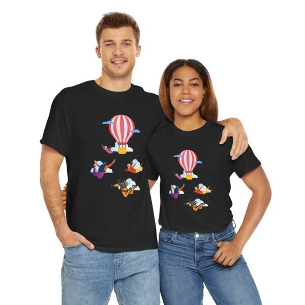 Unisex Heavy Cotton Tee – Skydiver & Hot Air Balloon Graphic | Bold Adventure-Inspired T-Shirt - Image 33