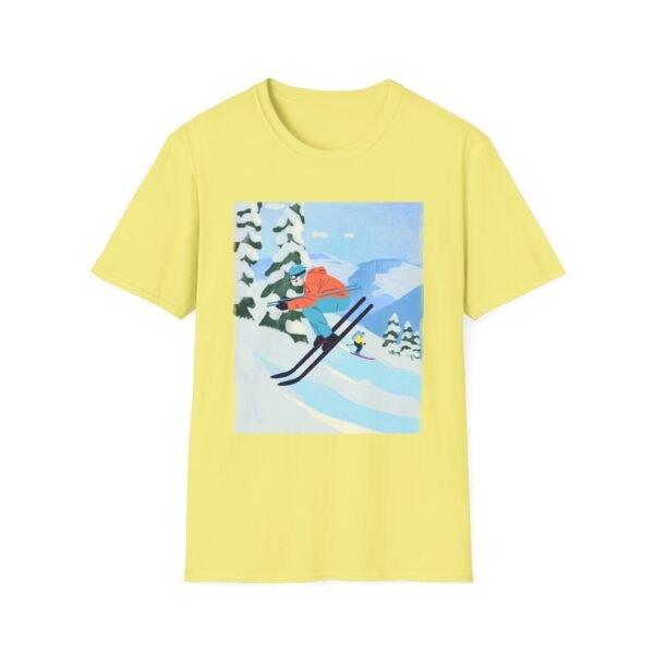 Unisex Soft-Style T-Shirt with Skiing in the Mountains Graphic – 100% Cotton, Comfortable & Durable - Image 12