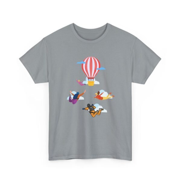 Unisex Heavy Cotton Tee – Skydiver & Hot Air Balloon Graphic | Bold Adventure-Inspired T-Shirt - Image 50