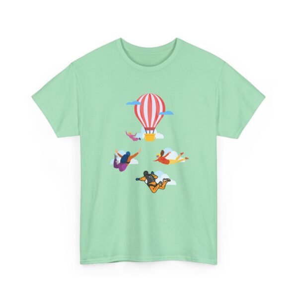 Unisex Heavy Cotton Tee – Skydiver & Hot Air Balloon Graphic | Bold Adventure-Inspired T-Shirt - Image 52