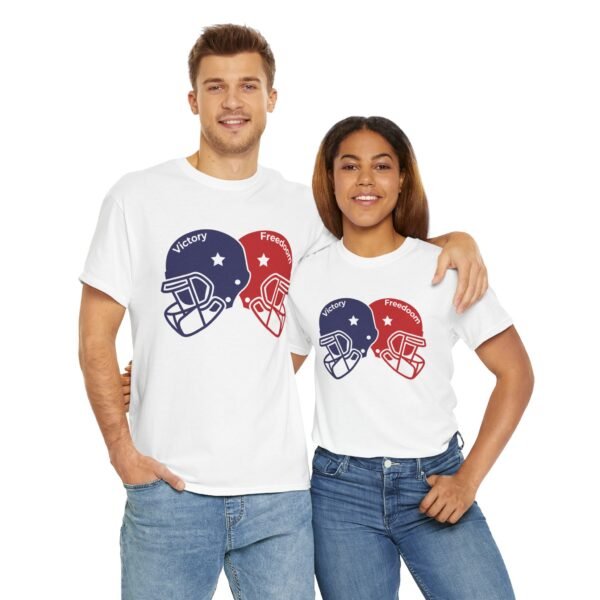 Unisex Heavy Cotton Tee – Bold Dual Helmet Design | Victory & Freedom Graphic T-Shirt