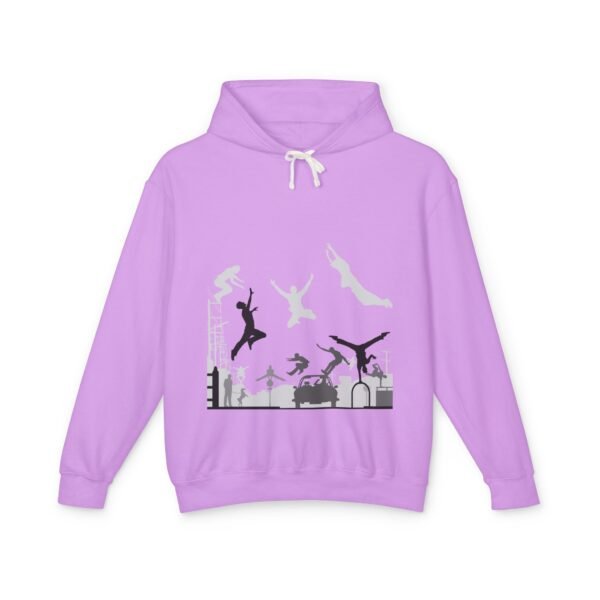 Unisex Lightweight Hooded Sweatshirt with Parkour Graphic Back Print – Extreme Sports & Urban Adventure Style - Image 11