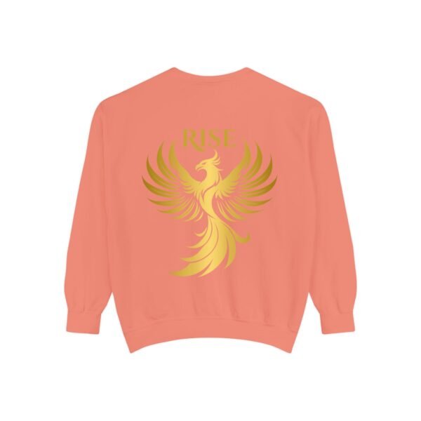 Phoenix Rise Unisex Garment-Dyed Sweatshirt – Gold Phoenix Graphic - Image 9