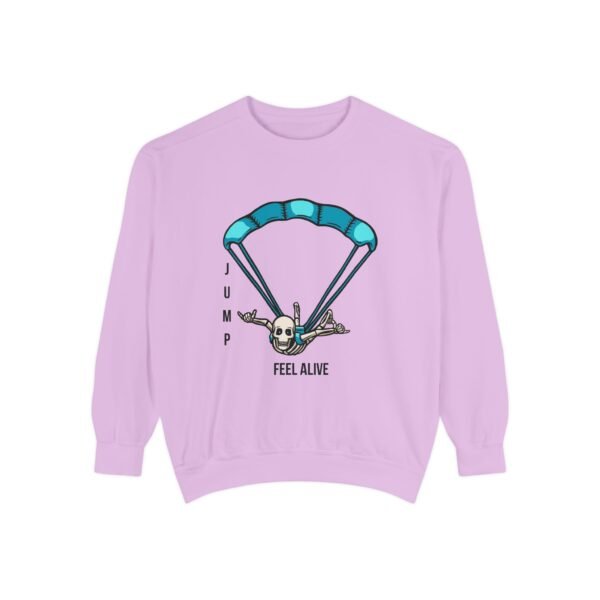 Unisex Garment-Dyed Sweatshirt with Skydiver Graphic Front Print – Extreme Sports & Adrenaline Style - Image 33