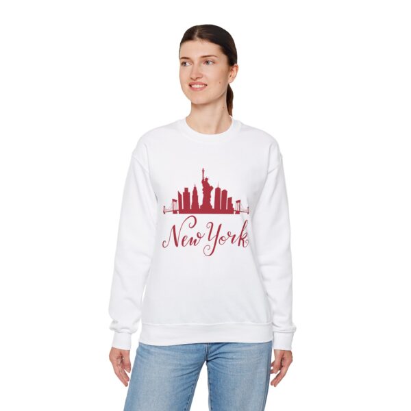 New York Unisex Crewneck Sweatshirt – Bold Red Graphic & Cozy Comfort - Image 3