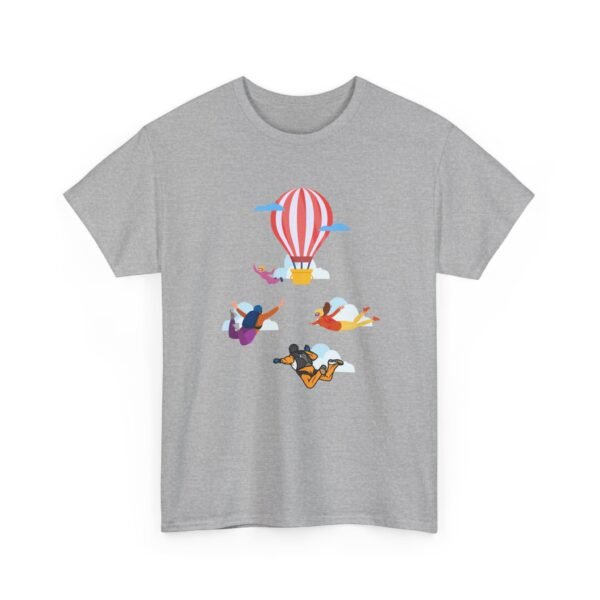 Unisex Heavy Cotton Tee – Skydiver & Hot Air Balloon Graphic | Bold Adventure-Inspired T-Shirt - Image 46