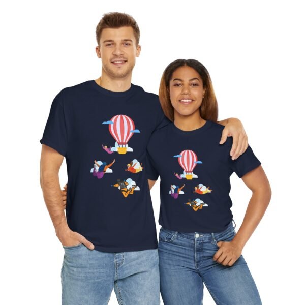 Unisex Heavy Cotton Tee – Skydiver & Hot Air Balloon Graphic | Bold Adventure-Inspired T-Shirt - Image 43