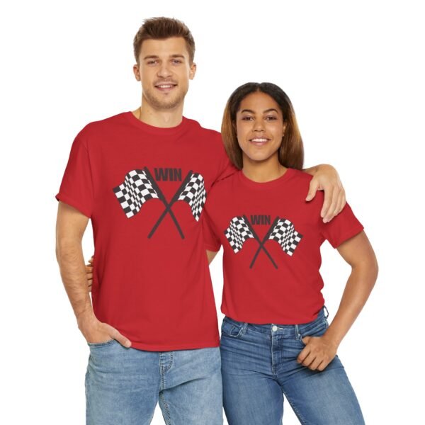 Unisex Heavy Cotton Tee – Racing Flag & "Win" Graphic | Bold Motorsport Style T-Shirt - Image 29