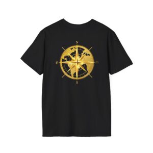 Unisex Gold World Compass T-Shirt – Stylish Nautical Comfort