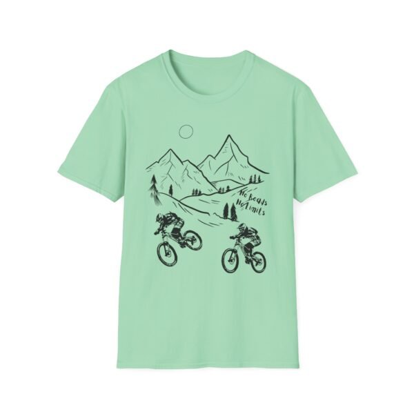 Mountain Biking Graphic Unisex Softstyle T-Shirt | Shred the Trails Tee - Image 17