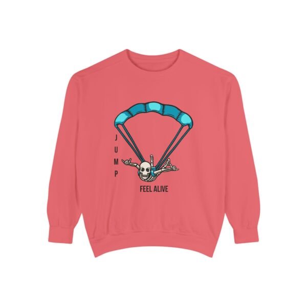 Unisex Garment-Dyed Sweatshirt with Skydiver Graphic Front Print – Extreme Sports & Adrenaline Style - Image 35