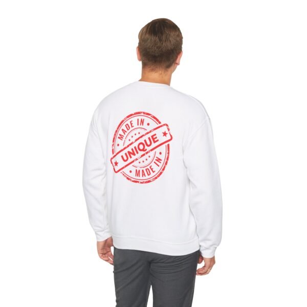 Made in Unique Red Stamp Crewneck Sweatshirt | Unisex Heavy Blend - Image 3