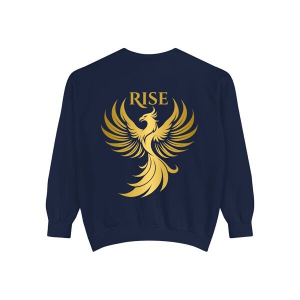 Phoenix Rise Unisex Garment-Dyed Sweatshirt – Gold Phoenix Graphic