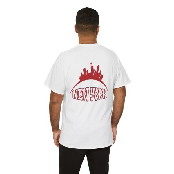 New York City Skyline T-Shirt – Bold Red NY Graphic & Script - Image 4