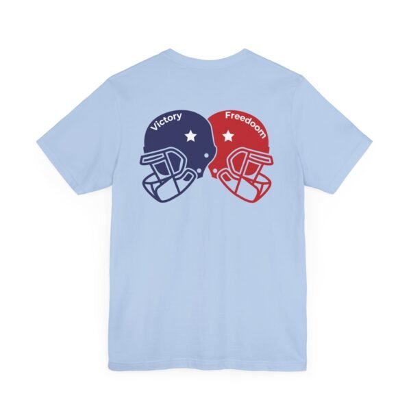 Unisex Jersey Short Sleeve Tee – Bold Dual Helmet Design | Victory & Freedom on the Back - Image 35