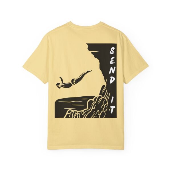 Send It – Cliff Jump Graphic Unisex Garment-Dyed T-Shirt | Extreme Sports & Adventure Tee - Image 9