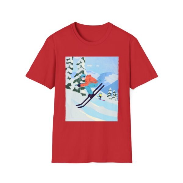 Unisex Soft-Style T-Shirt with Skiing in the Mountains Graphic – 100% Cotton, Comfortable & Durable - Image 23