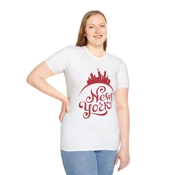 New York City Soft-Style T-Shirt – Bold Red NY Graphic & Script - Image 6