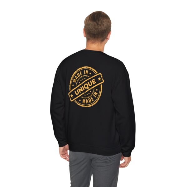 Unisex Heavy Blend Crewneck Sweatshirt – Gold "Made in Unique" Design - Image 3