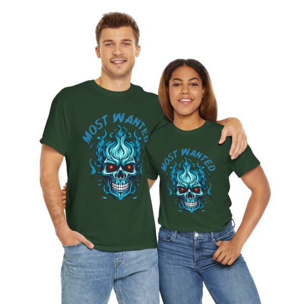 Blue Skull Most Wanted Unisex Heavy Cotton Tee - Image 15