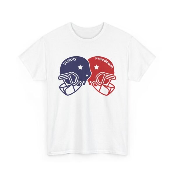 Unisex Heavy Cotton Tee – Bold Dual Helmet Design | Victory & Freedom Graphic T-Shirt - Image 2