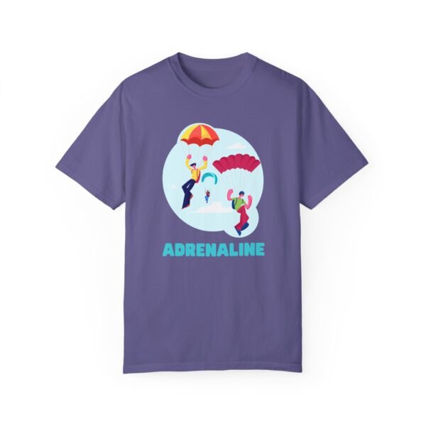 Unisex Garment-Dyed T-Shirt with Skydiver Graphic and "Adrenaline" Front Print – Bold & Comfortable - Image 43