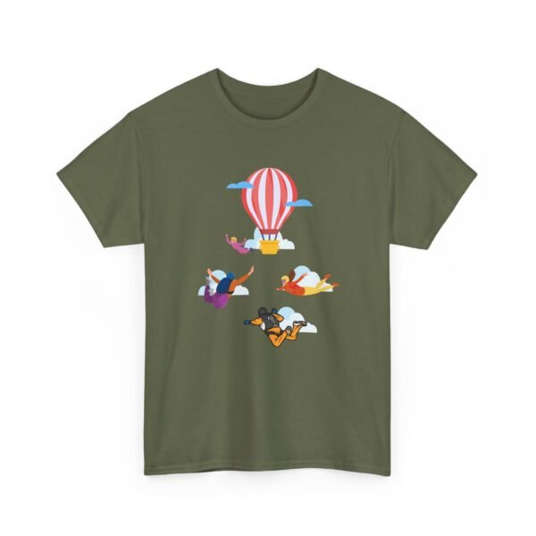 Unisex Heavy Cotton Tee – Skydiver & Hot Air Balloon Graphic | Bold Adventure-Inspired T-Shirt - Image 14