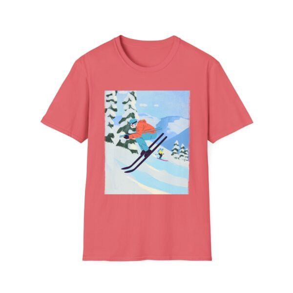 Unisex Soft-Style T-Shirt with Skiing in the Mountains Graphic – 100% Cotton, Comfortable & Durable - Image 6