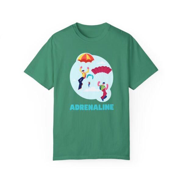 Unisex Garment-Dyed T-Shirt with Skydiver Graphic and "Adrenaline" Front Print – Bold & Comfortable - Image 19