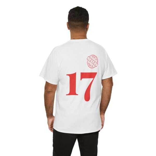 Unisex Heavy Cotton T-Shirt with Bold "17" & Made in America Design | Classic & Durable - Image 3