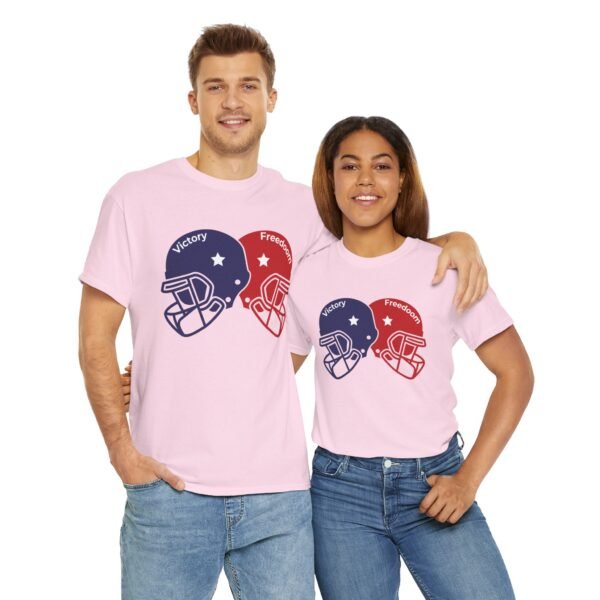 Unisex Heavy Cotton Tee – Bold Dual Helmet Design | Victory & Freedom Graphic T-Shirt - Image 24